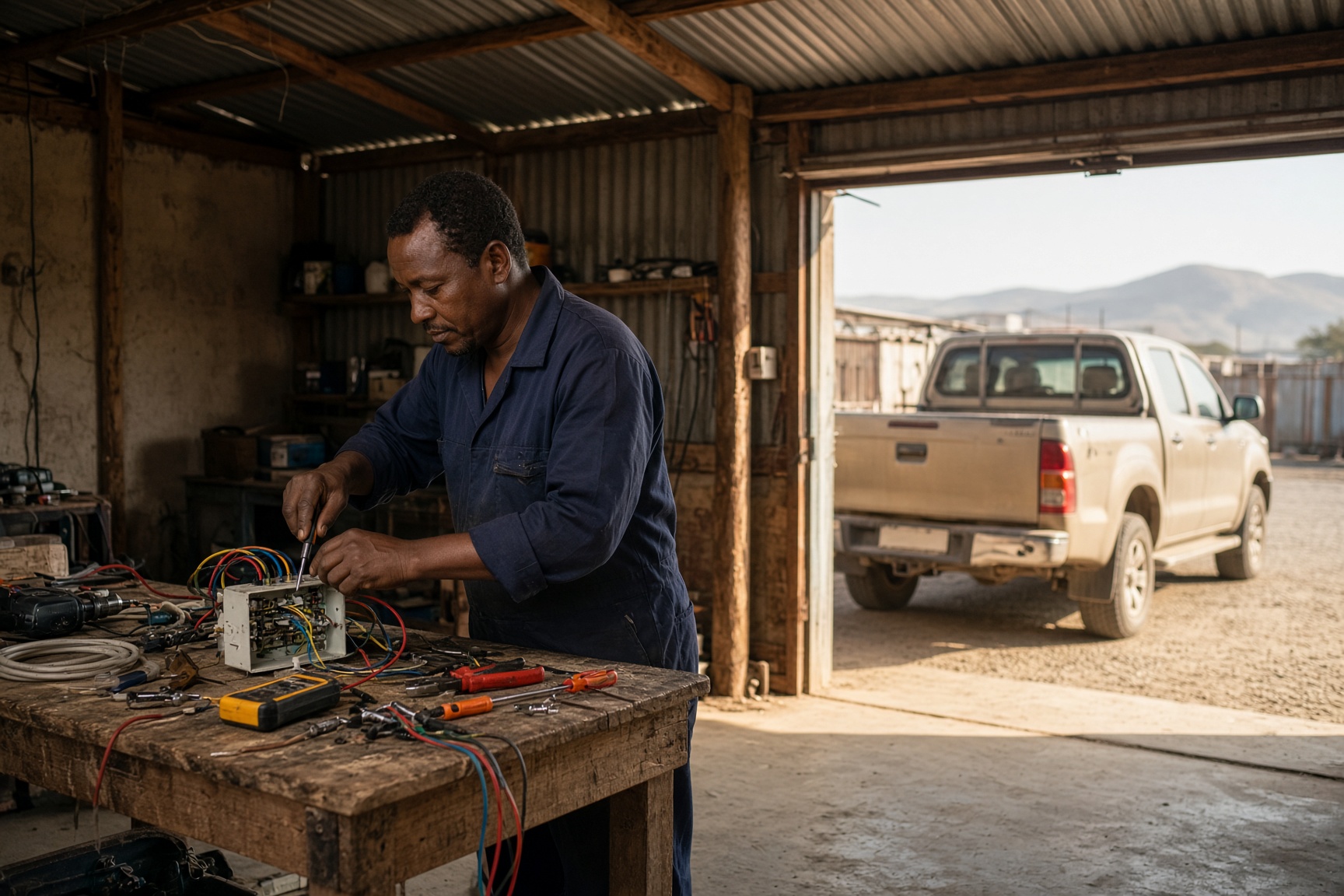 Electrician in a Katutura workshop